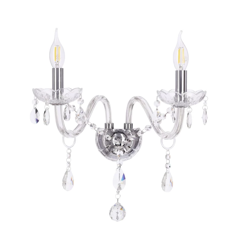 Nástěnné klasické osvětlení CRISTALLO - 2xE14, 40W, chromované / čiré