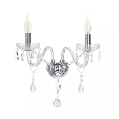 Nástěnné klasické osvětlení CRISTALLO - 2xE14, 40W, chromované / čiré