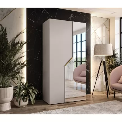 Úzká zrcadlová skříň 100 cm ELIRA 2 - kašmír / zlatý úchyt