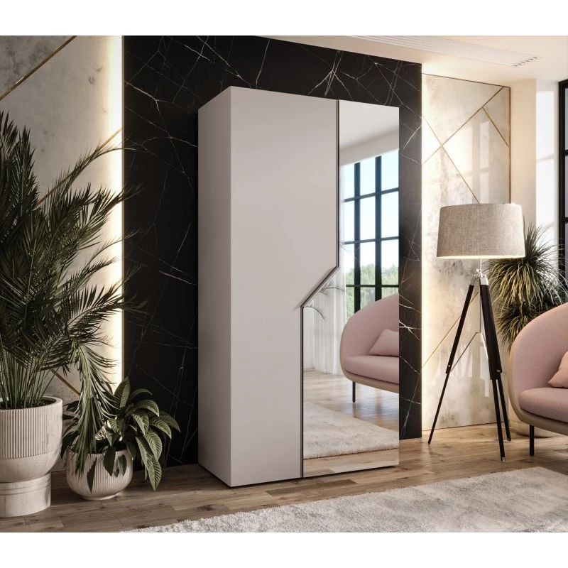 Úzká zrcadlová skříň 100 cm ELIRA 2 - kašmír / kašmírový úchyt