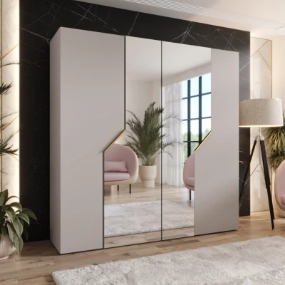 Zrcadlová šatní skříň 200 cm ELIRA 2 - kašmír / zlaté úchyty