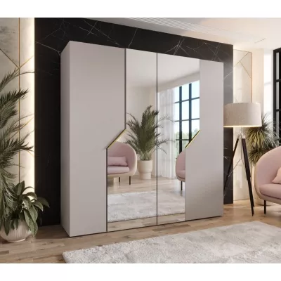 Zrcadlová šatní skříň 200 cm ELIRA 2 - kašmír / zlaté úchyty