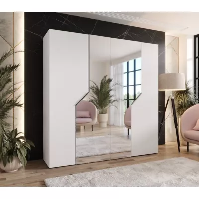 Zrcadlová šatní skříň 200 cm ELIRA 2 - bílá / kašmírové úchyty