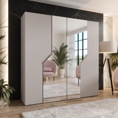 Zrcadlová šatní skříň 200 cm ELIRA 2 - kašmír / kašmírové úchyty