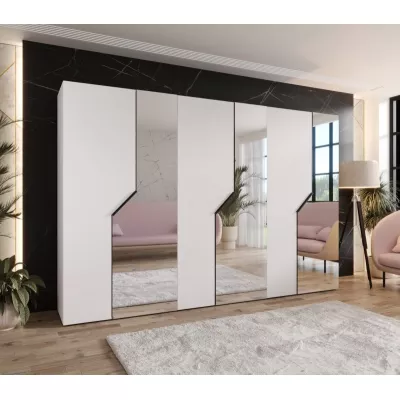 Široká zrcadlová skříň 300 cm ELIRA 2 - bílá / černé úchyty