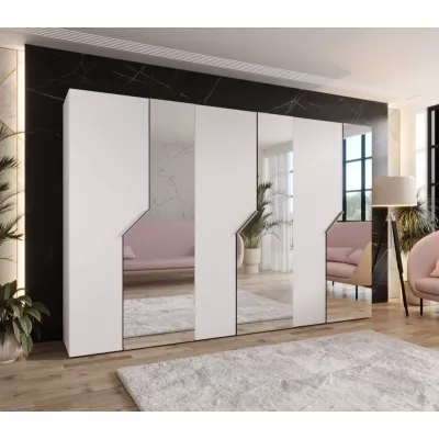 Široká zrcadlová skříň 300 cm ELIRA 2 - bílá / kašmírové úchyty