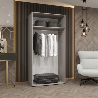 Šatní skříň 100 cm ELIRA 3 se zrcadlem - kašmír / kašmírový úchyt