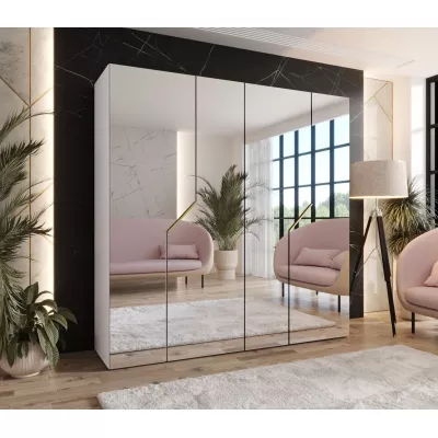 Zrcadlová šatní skříň 200 cm ELIRA 3 - bílá / zlaté úchyty