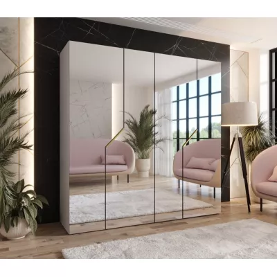 Zrcadlová šatní skříň 200 cm ELIRA 3 - kašmír / zlaté úchyty