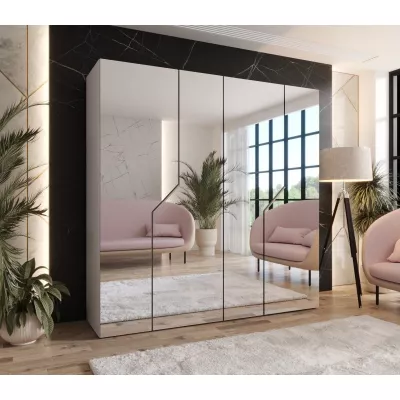 Zrcadlová šatní skříň 200 cm ELIRA 3 - kašmír / kašmírové úchyty