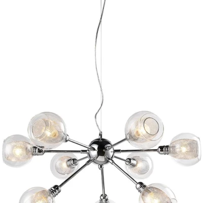 Designové závěsné osvětlení DIXI - 9xE14, 40W, chromované / čiré