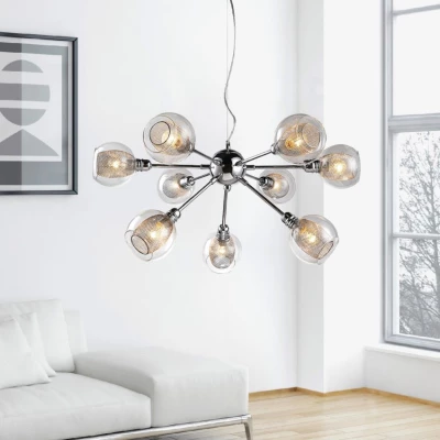 Designové závěsné osvětlení DIXI - 9xE14, 40W, chromované / čiré