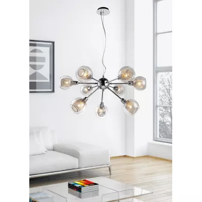 Designové závěsné osvětlení DIXI - 9xE14, 40W, chromované / čiré