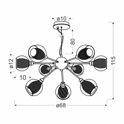 Designové závěsné osvětlení DIXI - 9xE14, 40W, chromované / čiré