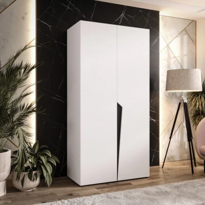 Šatní skříň 100 cm SORAYA 1 - bílá / černý úchyt