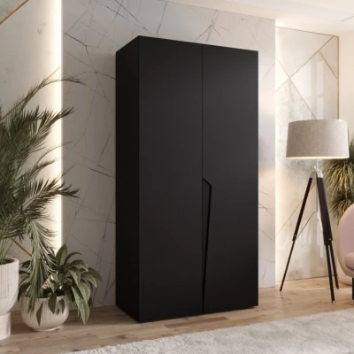 Šatní skříň 100 cm SORAYA 1 - černá / černý úchyt