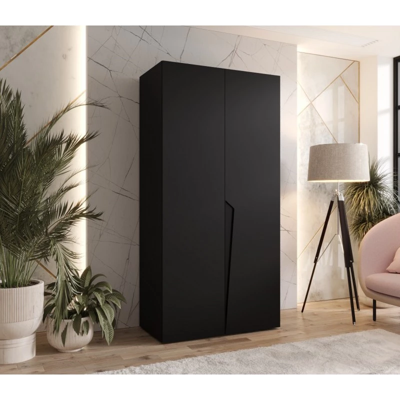 Šatní skříň 100 cm SORAYA 1 - černá / černý úchyt