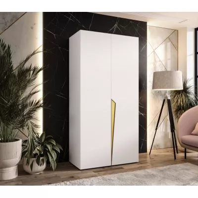 Šatní skříň 100 cm SORAYA 1 - bílá / zlatý úchyt
