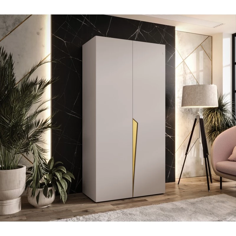 Šatní skříň 100 cm SORAYA 1 - kašmír / zlatý úchyt