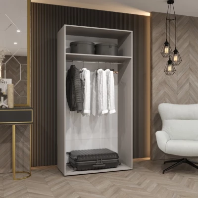 Šatní skříň 100 cm SORAYA 1 - bílá / kašmírový úchyt