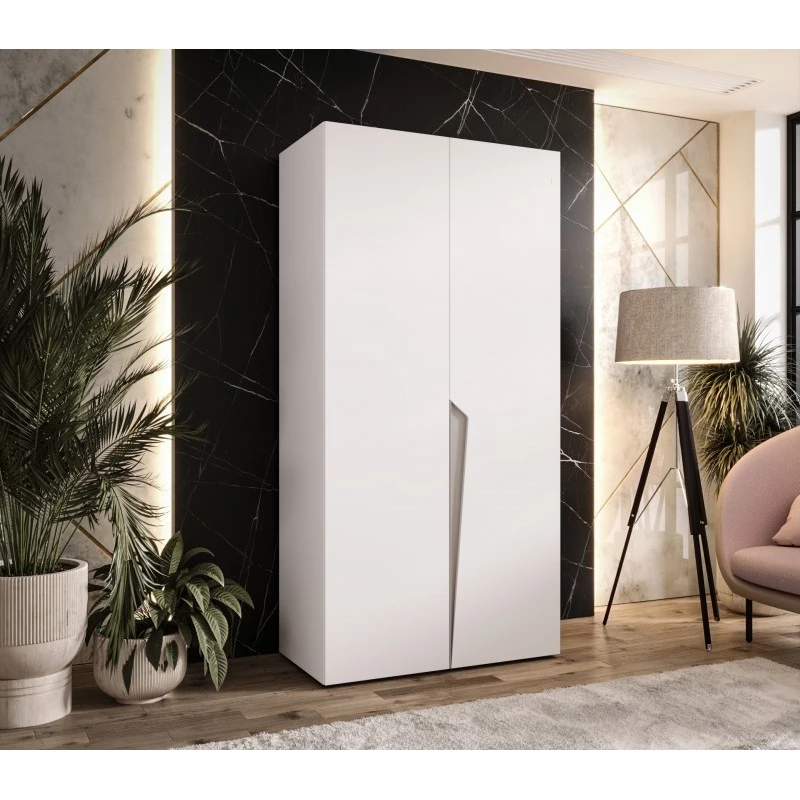 Šatní skříň 100 cm SORAYA 1 - bílá / kašmírový úchyt