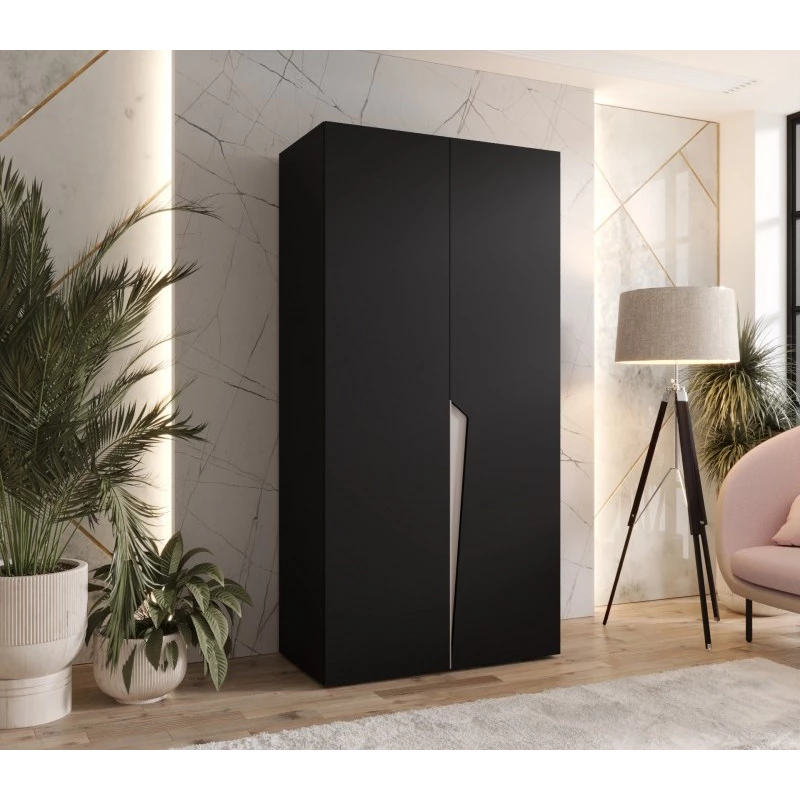 Šatní skříň 100 cm SORAYA 1 - černá / kašmírový úchyt