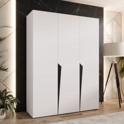 Elegantní šatní skříň 150 cm SORAYA 1 - bílá / černé úchyty