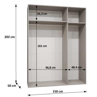Elegantní šatní skříň 150 cm SORAYA 1 - bílá / černé úchyty