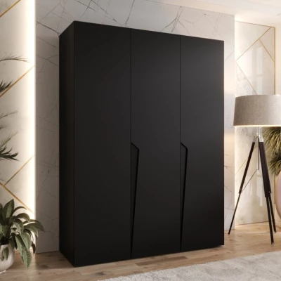Elegantní šatní skříň 150 cm SORAYA 1 - černá / černé úchyty