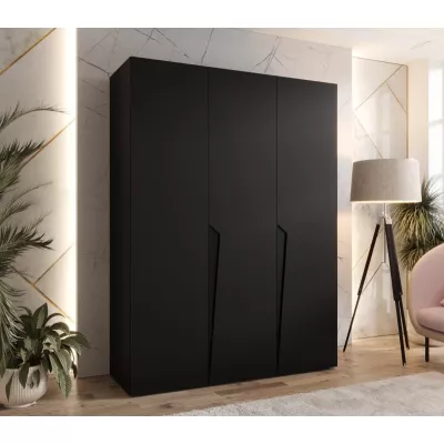 Elegantní šatní skříň 150 cm SORAYA 1 - černá / černé úchyty