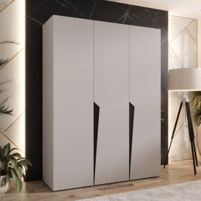 Elegantní šatní skříň 150 cm SORAYA 1 - kašmír / černé úchyty