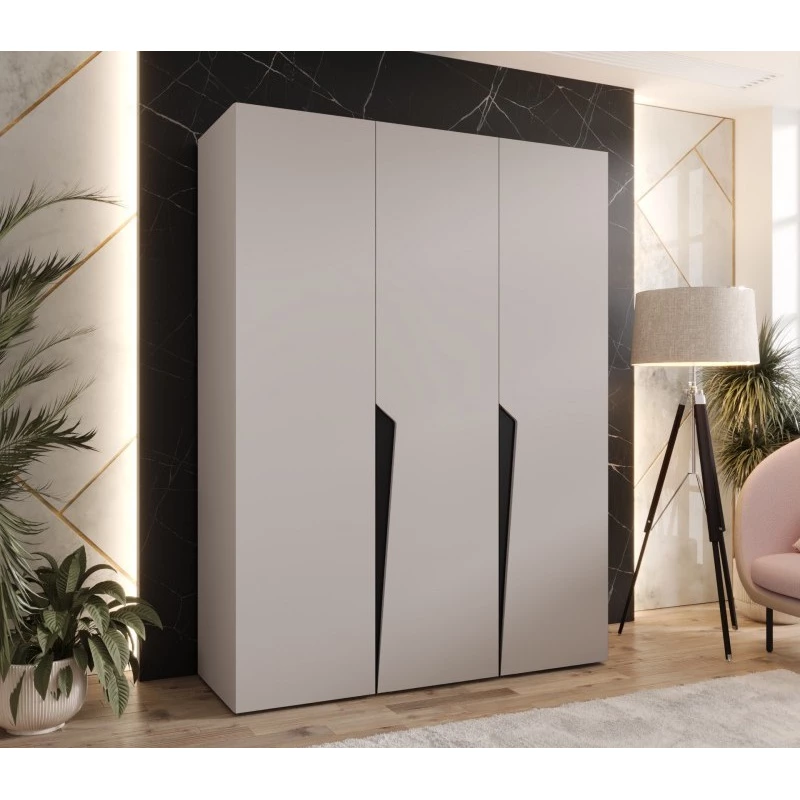 Elegantní šatní skříň 150 cm SORAYA 1 - kašmír / černé úchyty