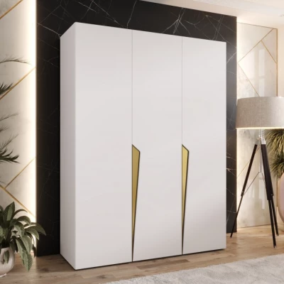Elegantní šatní skříň 150 cm SORAYA 1 - bílá / zlaté úchyty