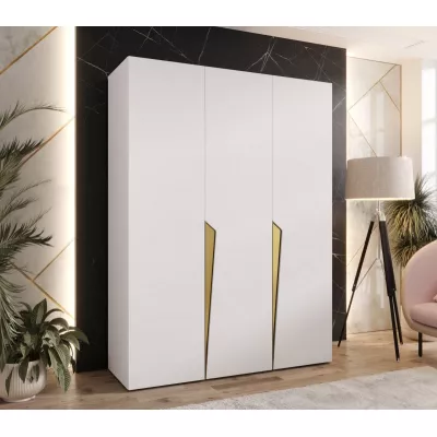 Elegantní šatní skříň 150 cm SORAYA 1 - bílá / zlaté úchyty