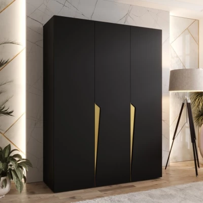 Elegantní šatní skříň 150 cm SORAYA 1 - černá / zlaté úchyty
