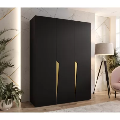 Elegantní šatní skříň 150 cm SORAYA 1 - černá / zlaté úchyty