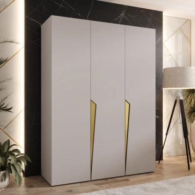 Elegantní šatní skříň 150 cm SORAYA 1 - kašmír / zlaté úchyty