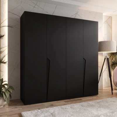 Čtyřdveřová šatní skříň 200 cm SORAYA 1 - černá / černé úchyty