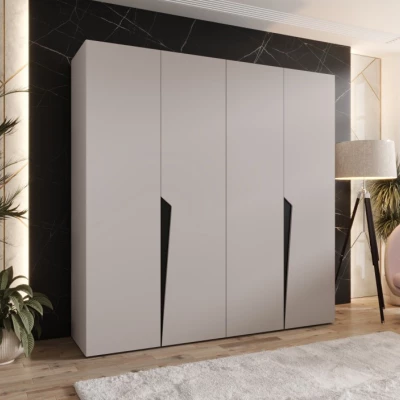 Čtyřdveřová šatní skříň 200 cm SORAYA 1 - kašmír / černé úchyty