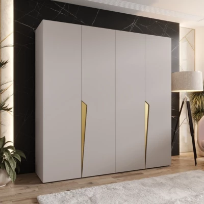 Čtyřdveřová šatní skříň 200 cm SORAYA 1 - kašmír / zlaté úchyty