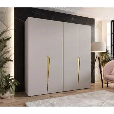 Čtyřdveřová šatní skříň 200 cm SORAYA 1 - kašmír / zlaté úchyty