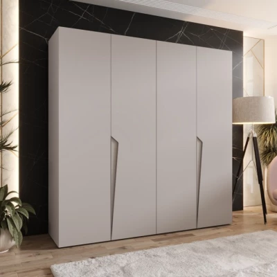 Čtyřdveřová šatní skříň 200 cm SORAYA 1 - kašmír / kašmírové úchyty