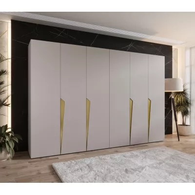 Šestidveřová šatní skříň 300 cm SORAYA 1 - kašmír / zlaté úchyty