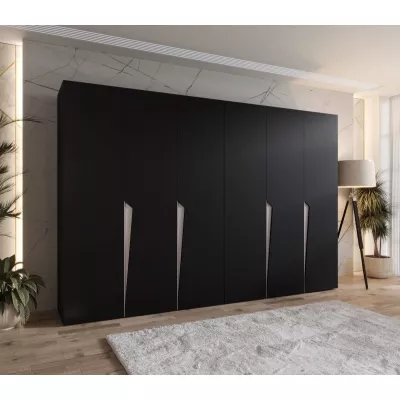 Šestidveřová šatní skříň 300 cm SORAYA 1 - černá / kašmírové úchyty