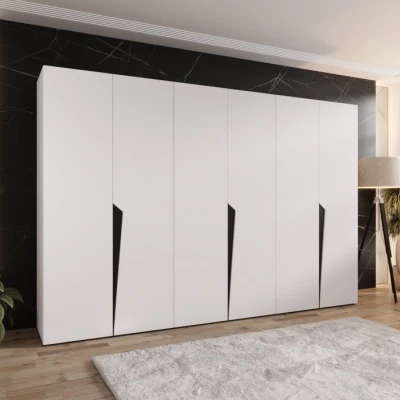 Velká šatní skříň 300 cm SORAYA 1 - bílá / černé úchyty