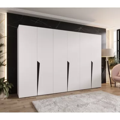 Velká šatní skříň 300 cm SORAYA 1 - bílá / černé úchyty