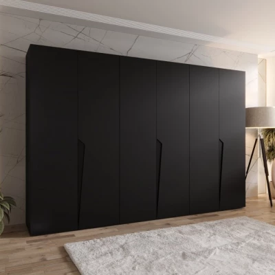 Velká šatní skříň 300 cm SORAYA 1 - černá / černé úchyty