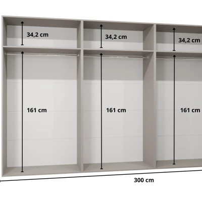Velká šatní skříň 300 cm SORAYA 1 - kašmír / černé úchyty