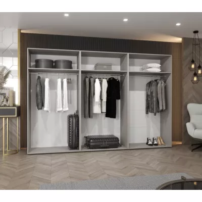 Velká šatní skříň 300 cm SORAYA 1 - černá / zlaté úchyty