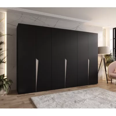 Velká šatní skříň 300 cm SORAYA 1 - černá / kašmírové úchyty